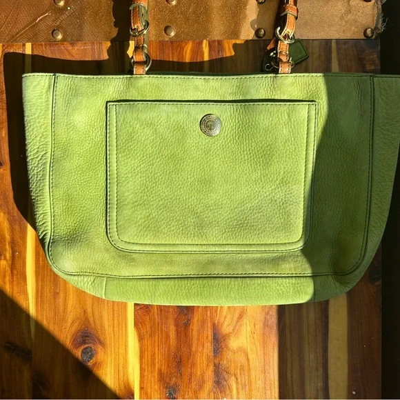 Vintage Coach Bag - green suede - Picture 1 of 6